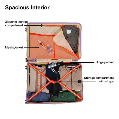 Nasher Miles Alexandria Hard-Sided Polypropylene TSA Lock Check-in Luggage 28 inch | 75cm | 8 Wheels Large Trolley Bag for Travel | Suitcase (Peach Grey)