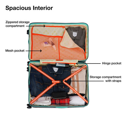 Nasher Miles Alexandria Hard-Sided Polypropylene TSA Lock Check-in Luggage 28 inch | 75cm | 8 Wheels Large Trolley Bag for Travel | Suitcase (Grey Teal)