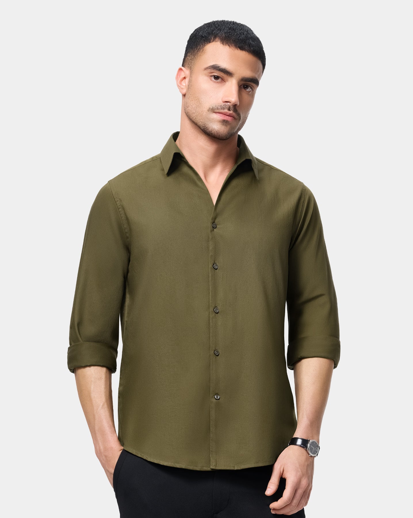 The Signature V Cut Runway Shirt Burnt Olive