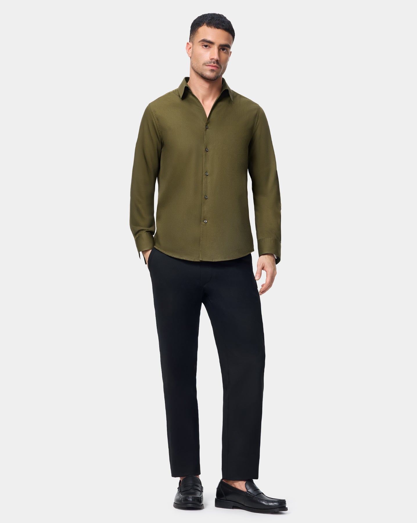 The Signature V Cut Runway Shirt Burnt Olive