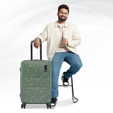 Nasher Miles Venice Hard-Sided Polycarbonate Check-in Terrazzo Printed Luggage 28 inch | 75cm | 8 Wheels Large Trolley Bag for Travel | Suitcase (Green)