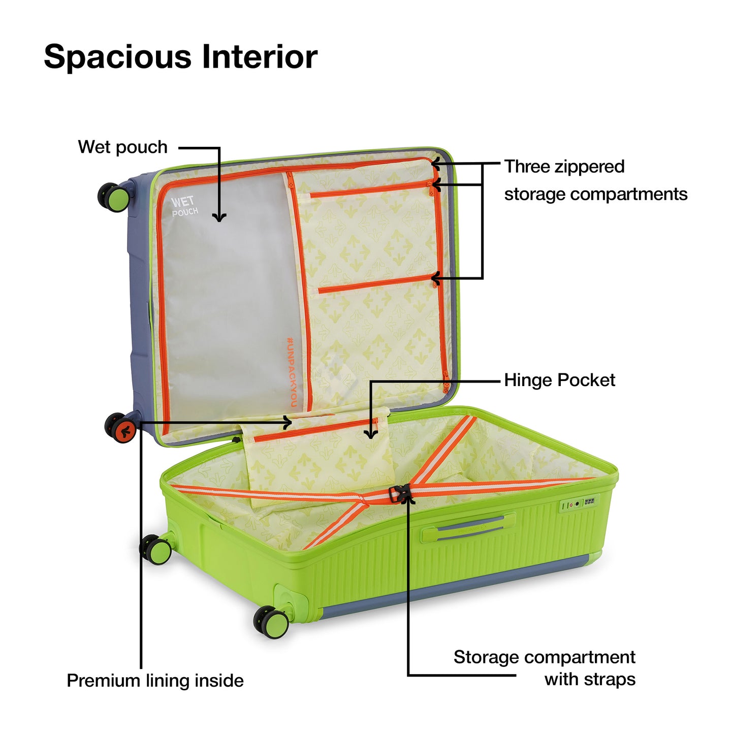 Nasher Miles Dubai TSA Lock Hard-Sided Polypropylene Check-in Luggage 28 inch | 75cm | 8 Wheels Small Trolley Bag for Travel | Suitcase (Grey Green)