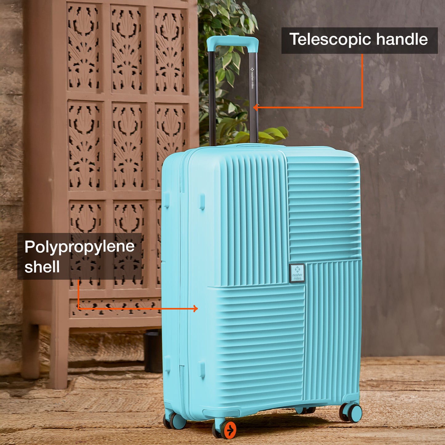 Nasher Miles Singapore Hard-Sided Polypropylene Check-in Luggage Light Blue 24 inch |65 Trolley Bag