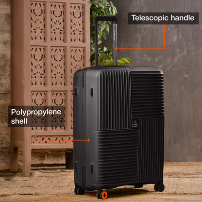 Nasher Miles Singapore Hard-Sided Polypropylene Check-in Luggage Black 24 inch |65 Trolley Bag