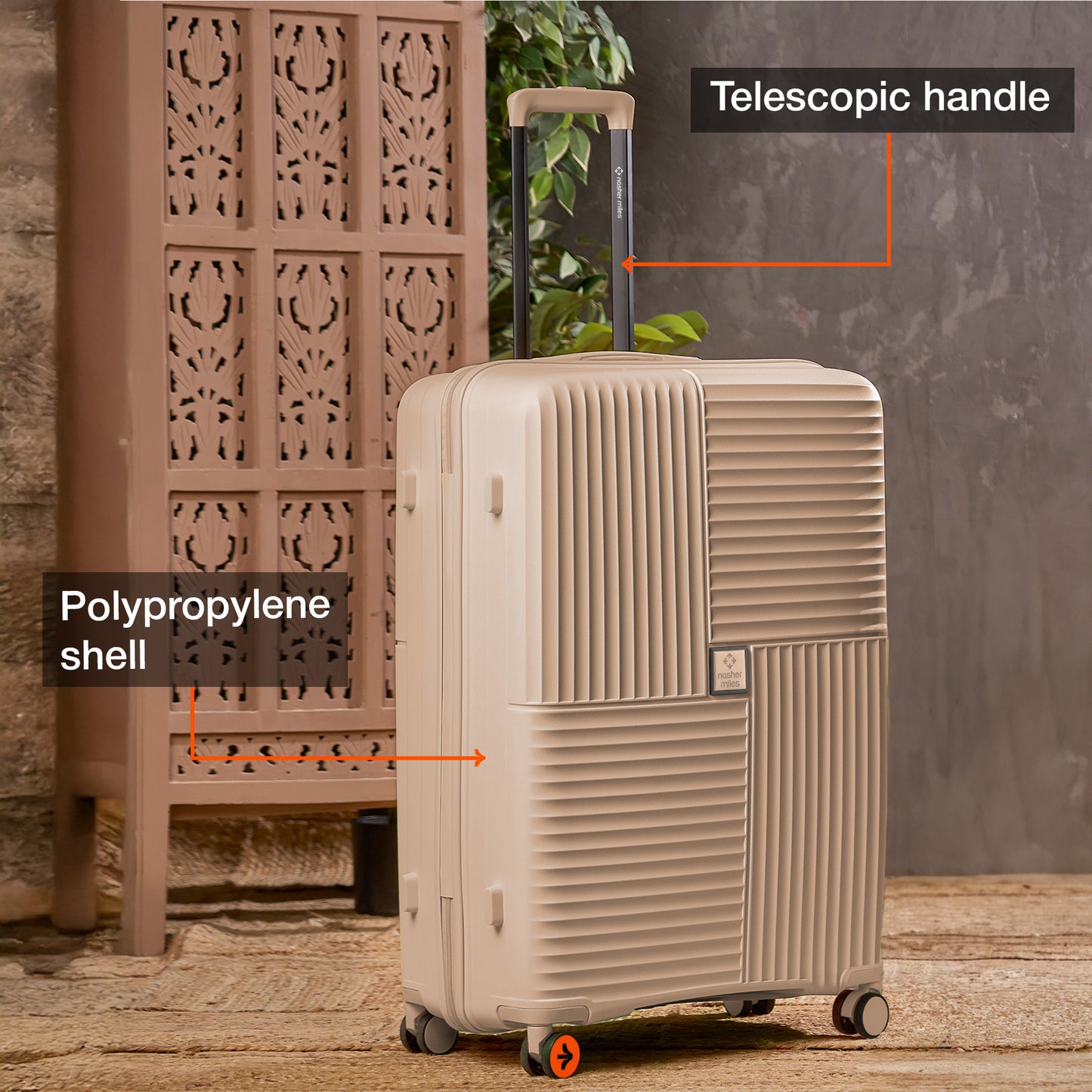 Nasher Miles Singapore Hard-Sided Polypropylene Check-in Luggage Champagne 28 inch |75 Trolley Bag