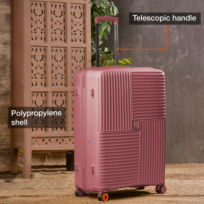 Nasher Miles Singapore Hard-Sided Polypropylene Check-in Luggage Rose Gold 24 inch |65 Trolley Bag