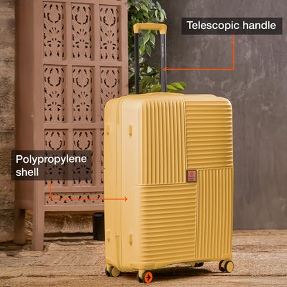 Nasher Miles Singapore Hard-Sided Polypropylene Check-in Luggage Yellow 28 inch |75 Trolley Bag