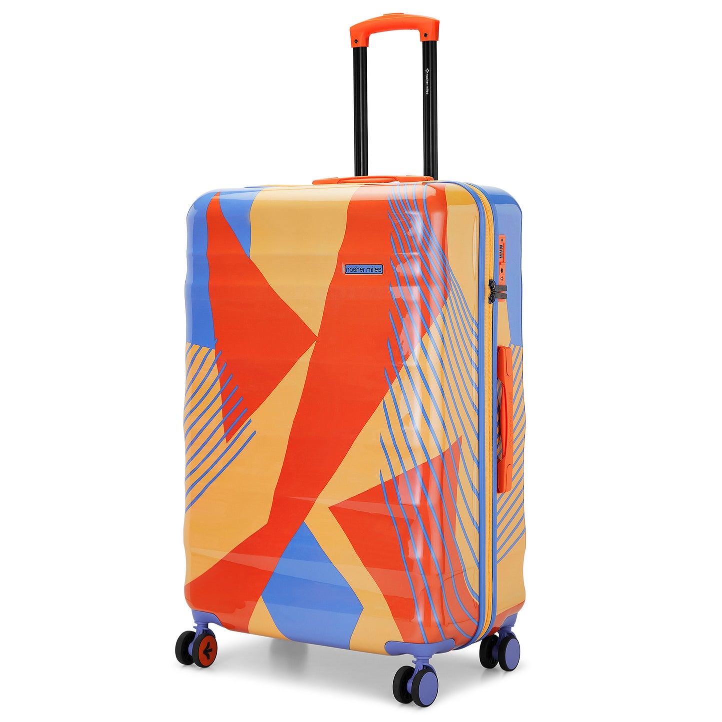 Nasher Miles Chicago Hard-Sided Polycarbonate Printed Check-in Luggage Orange Blue 28 inch (75) Trolley Bag