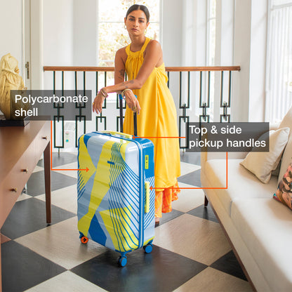 Nasher Miles Chicago Hard-Sided Polycarbonate Printed Check-in Luggage Lemon Teal 28 inch (75) Trolley Bag