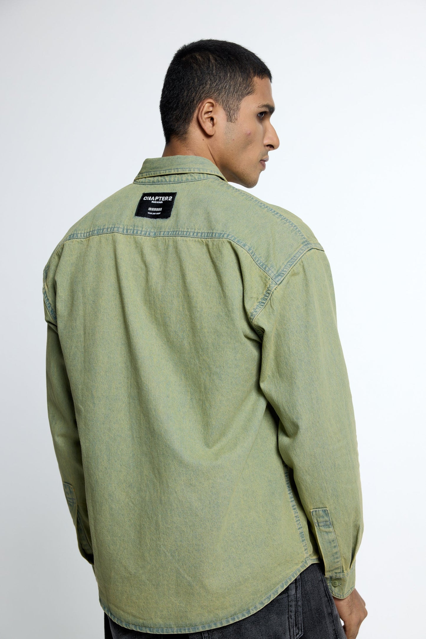 Washed Olive Denim Shirt