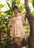 Lillibeth White Strawberry Printed Mini Dress