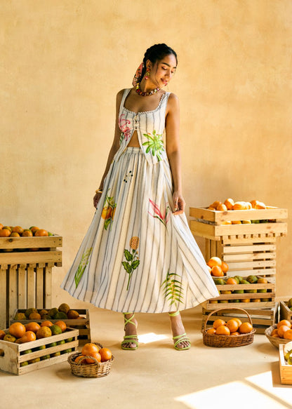 Garden Stripe Gathered Skirt