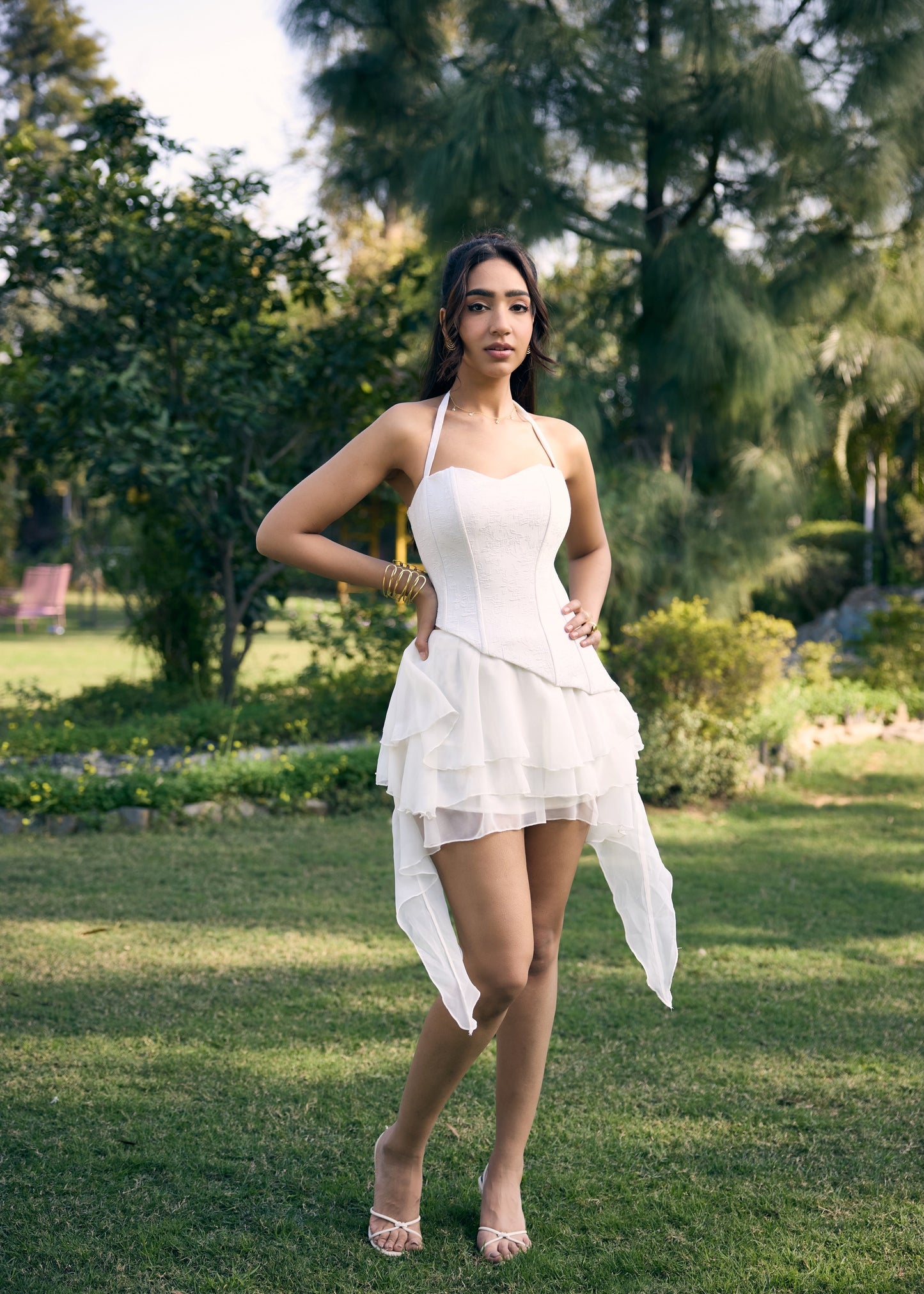 Pamila White Halter Neck Corset