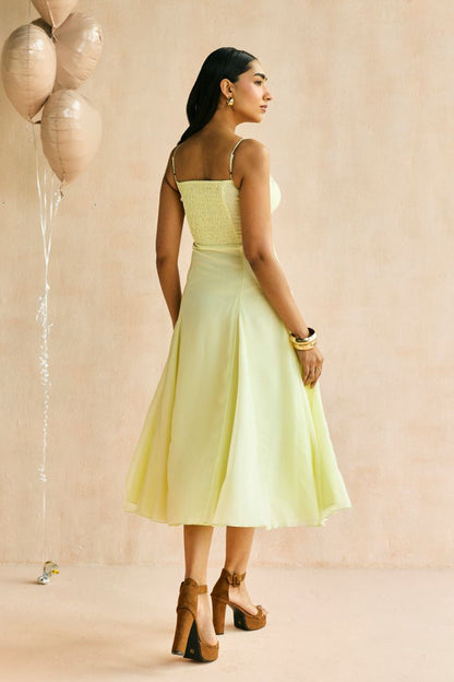 Buttercup Embroidered Godet Midi Dress