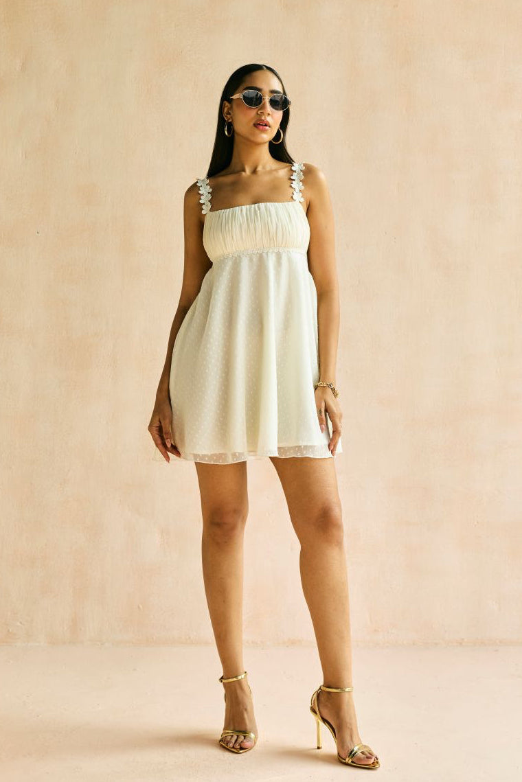 Alina Ivory Ruching Dress