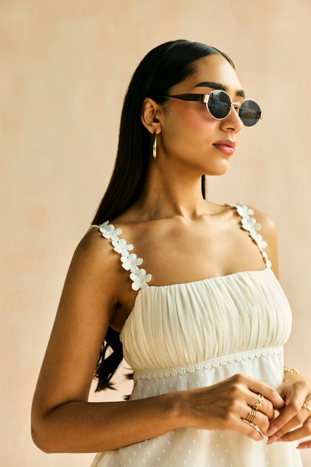 Alina Ivory Ruching Dress