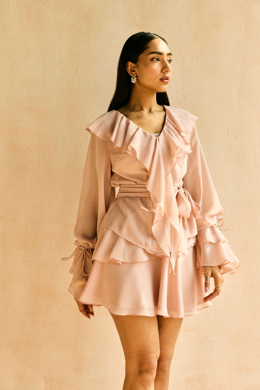 Aviva Blush Ruffle Mini Skirt