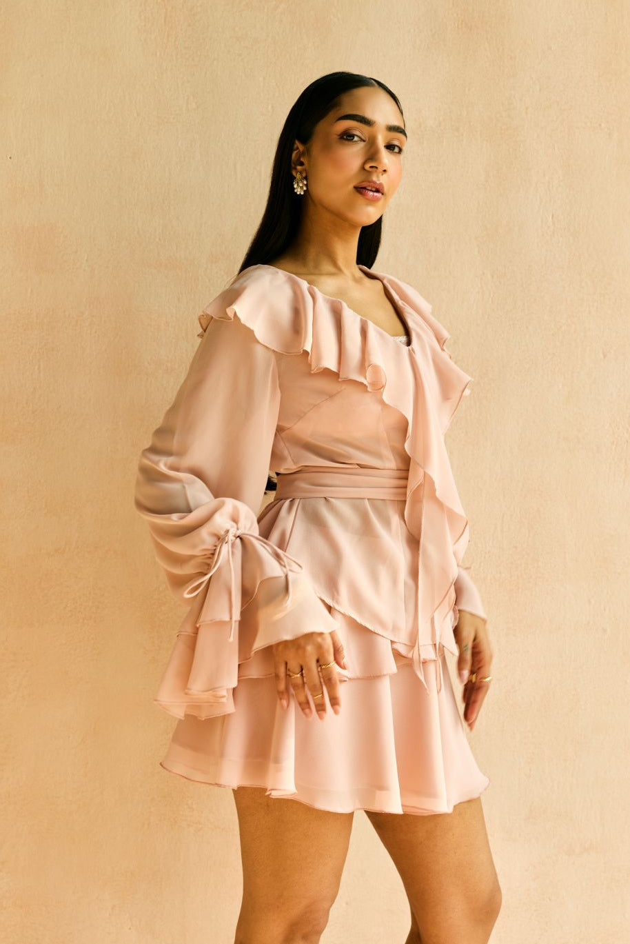 Aviva Blush Ruffle Mini Skirt