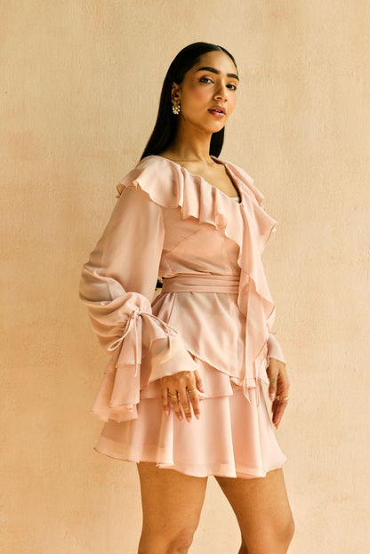 Aviva Blush Ruffle Mini Skirt