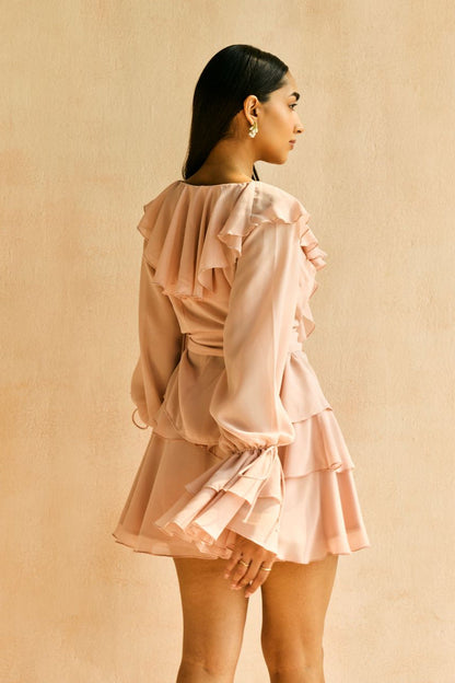 Aviva Blush Ruffle Mini Skirt