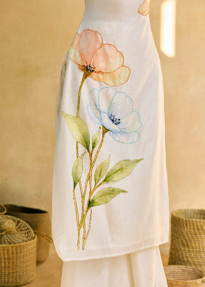Masakali Floral Print White Kurta Set