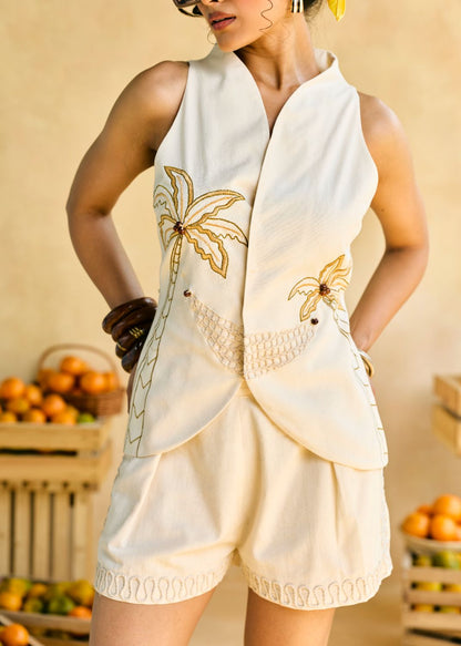 Nariyal Grove Embroidered Vest Top