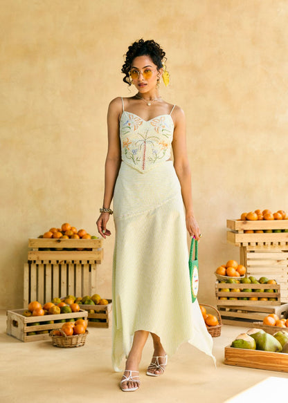 Palm Breeze Embroidered Striped Top
