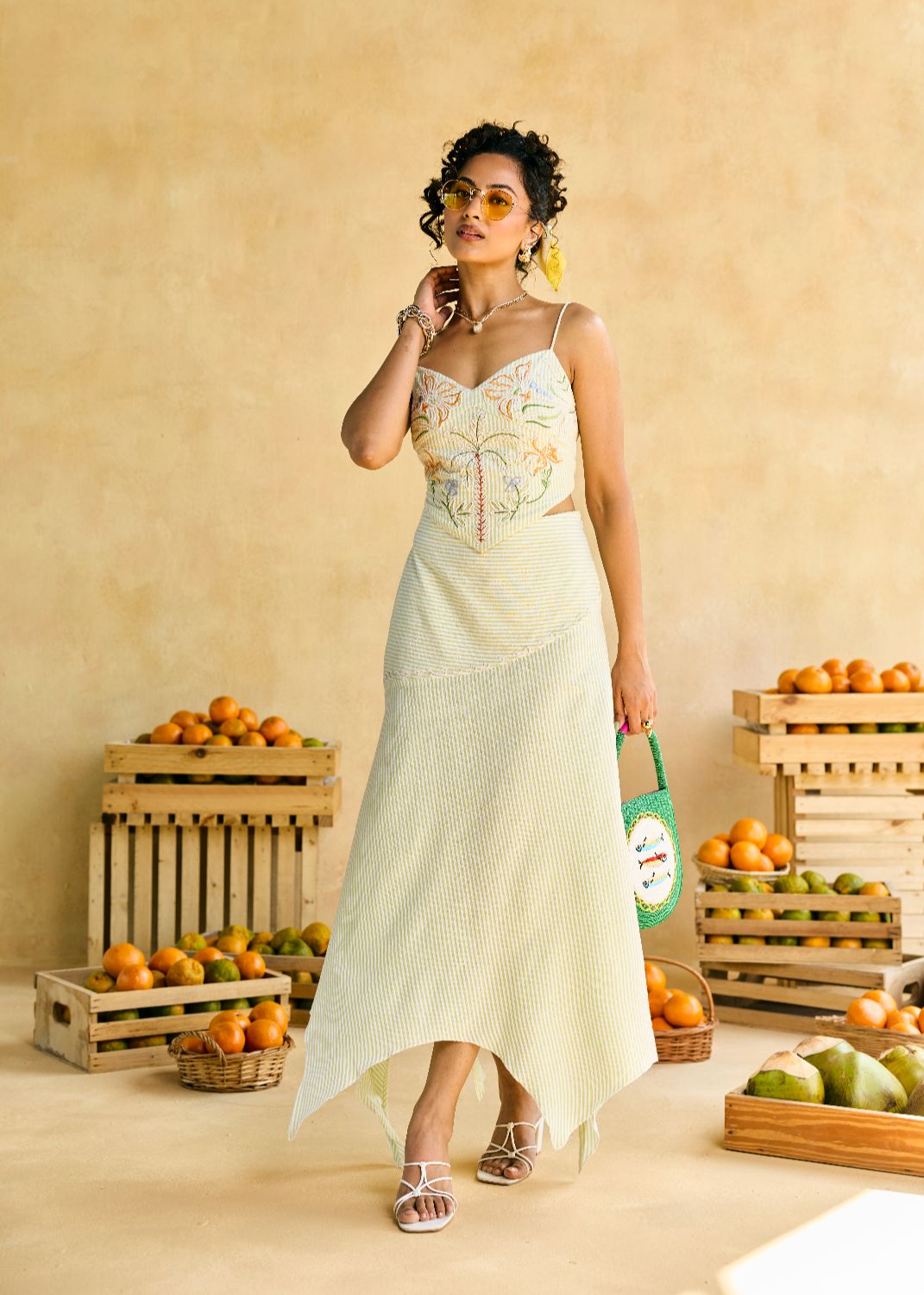 Palm Breeze Embroidered Striped Top