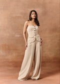 Elvita Beige High-Waisted Pants