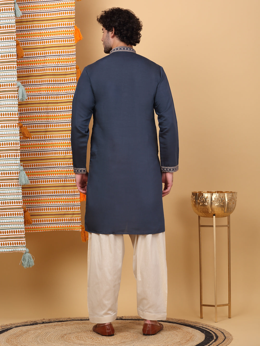 Yoke Design Embroidered Cotton Silk Straight Kurta