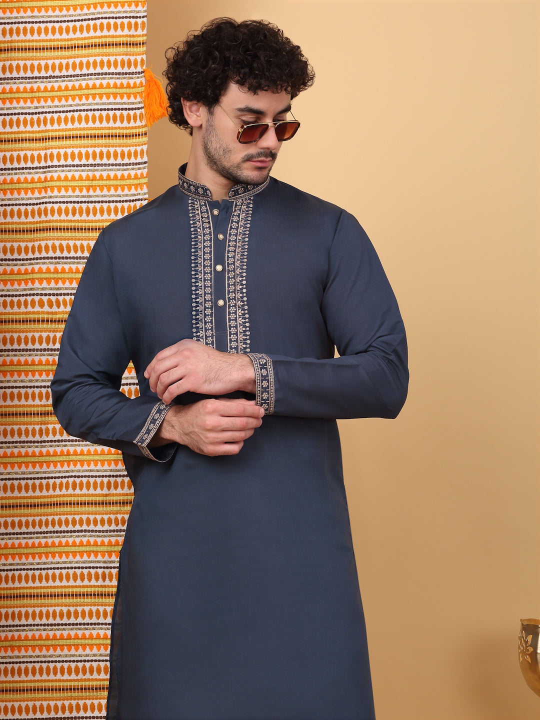 Yoke Design Embroidered Cotton Silk Straight Kurta