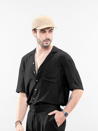 Short-sleeve linen shirt