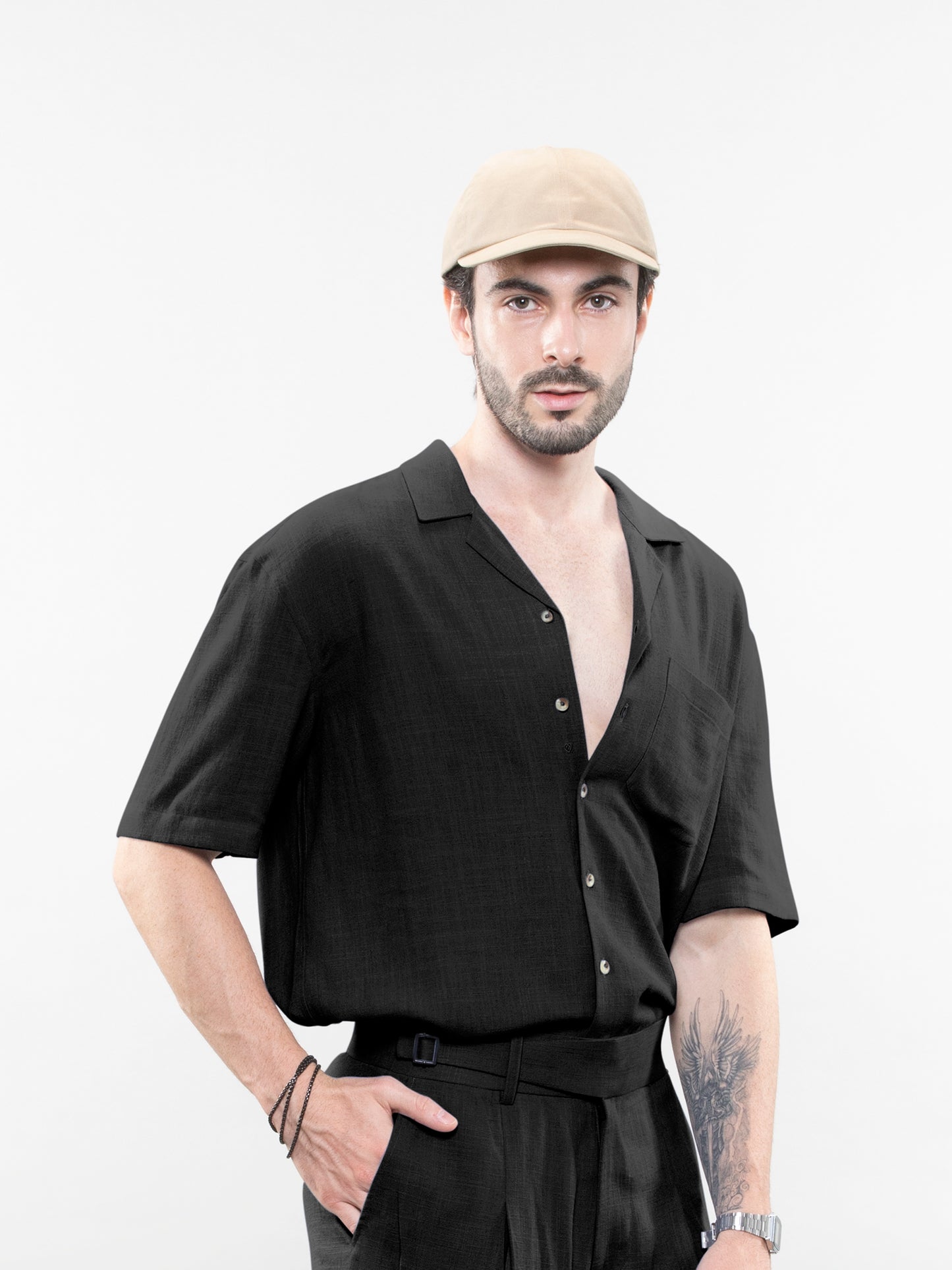 Short-sleeve linen shirt