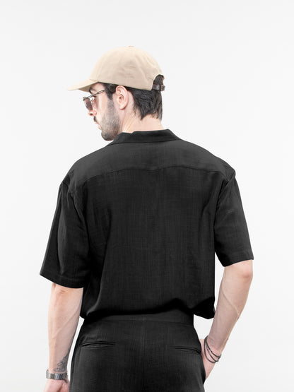 Short-sleeve linen shirt