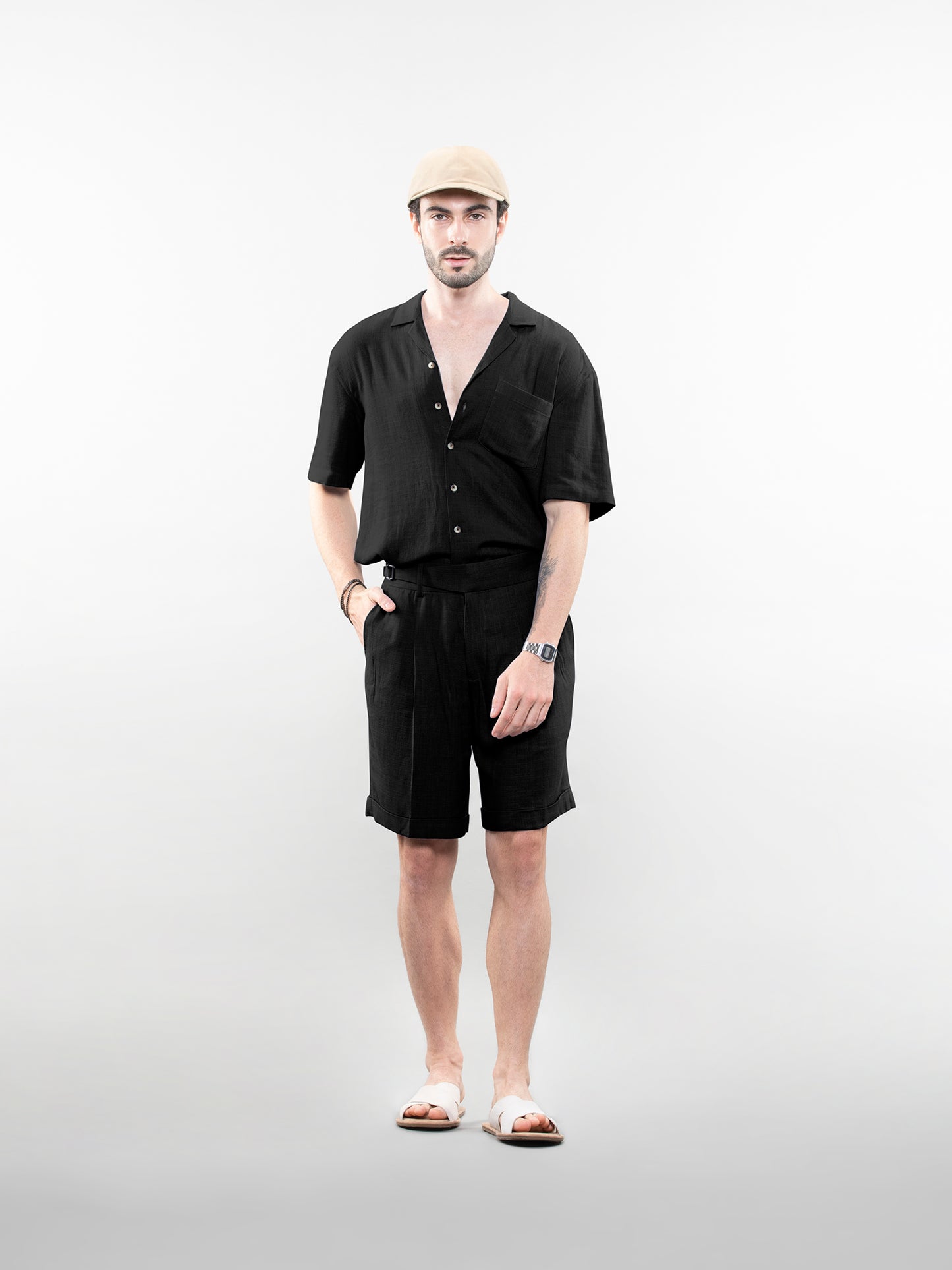 Short-sleeve linen shirt