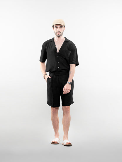 Short-sleeve linen shirt