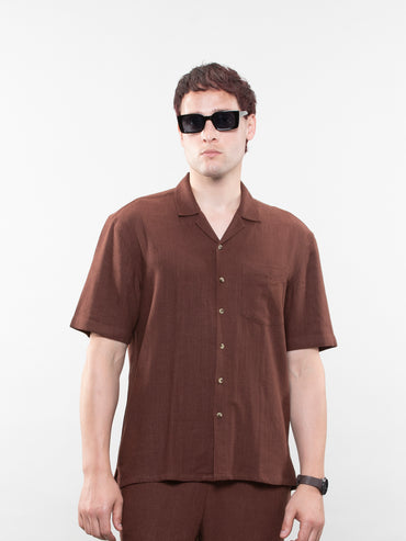 Short-sleeve linen shirt