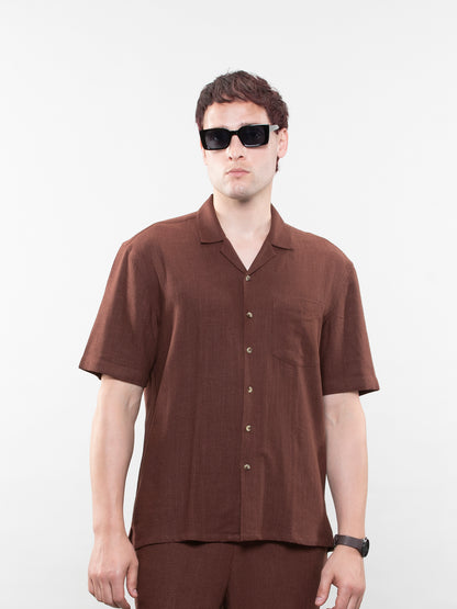 Short-sleeve linen shirt