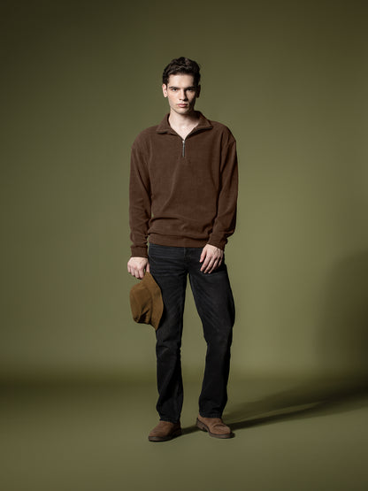 Ribbed quarter-zip sweatshirt