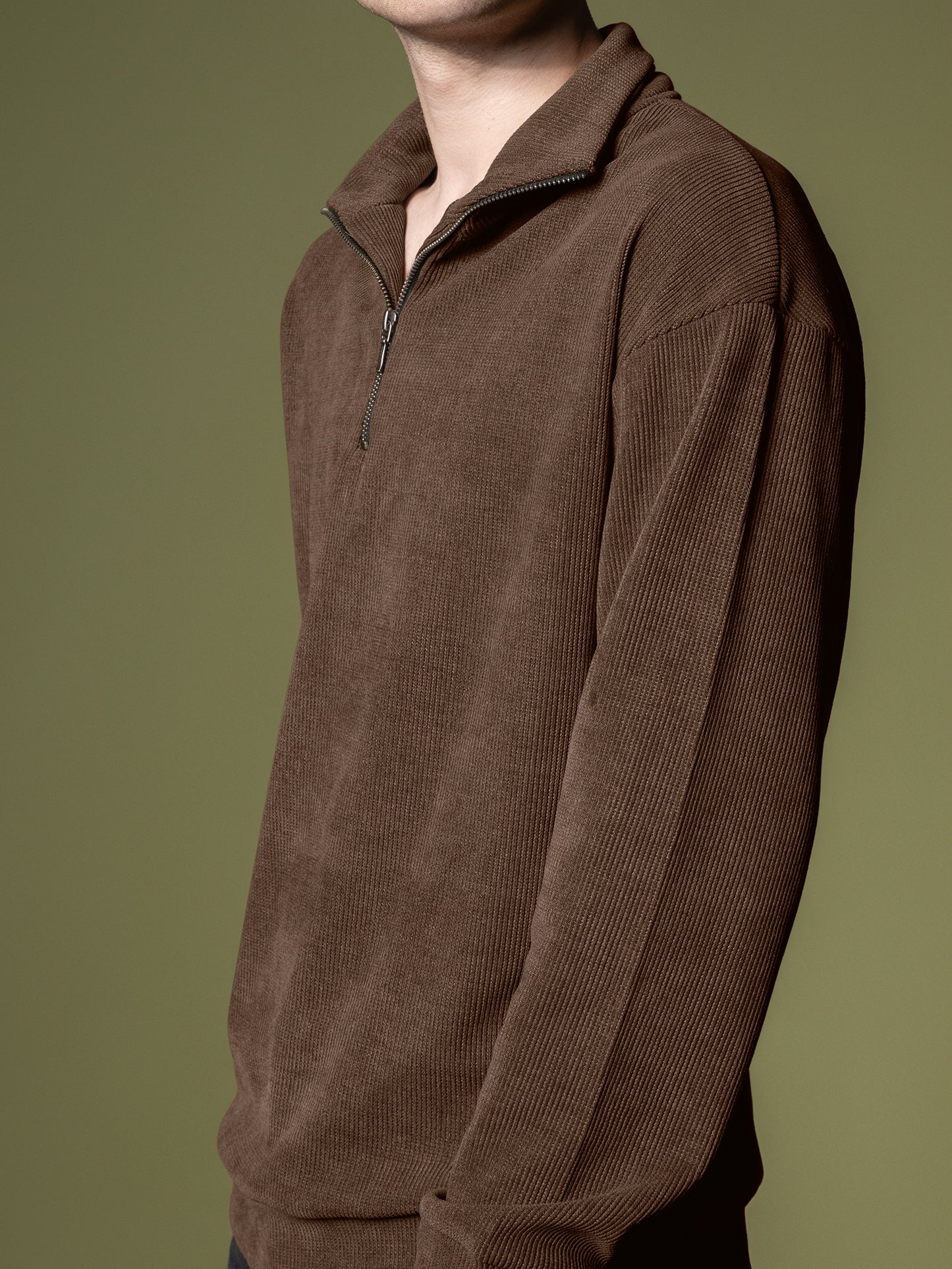 Ribbed quarter-zip sweatshirt