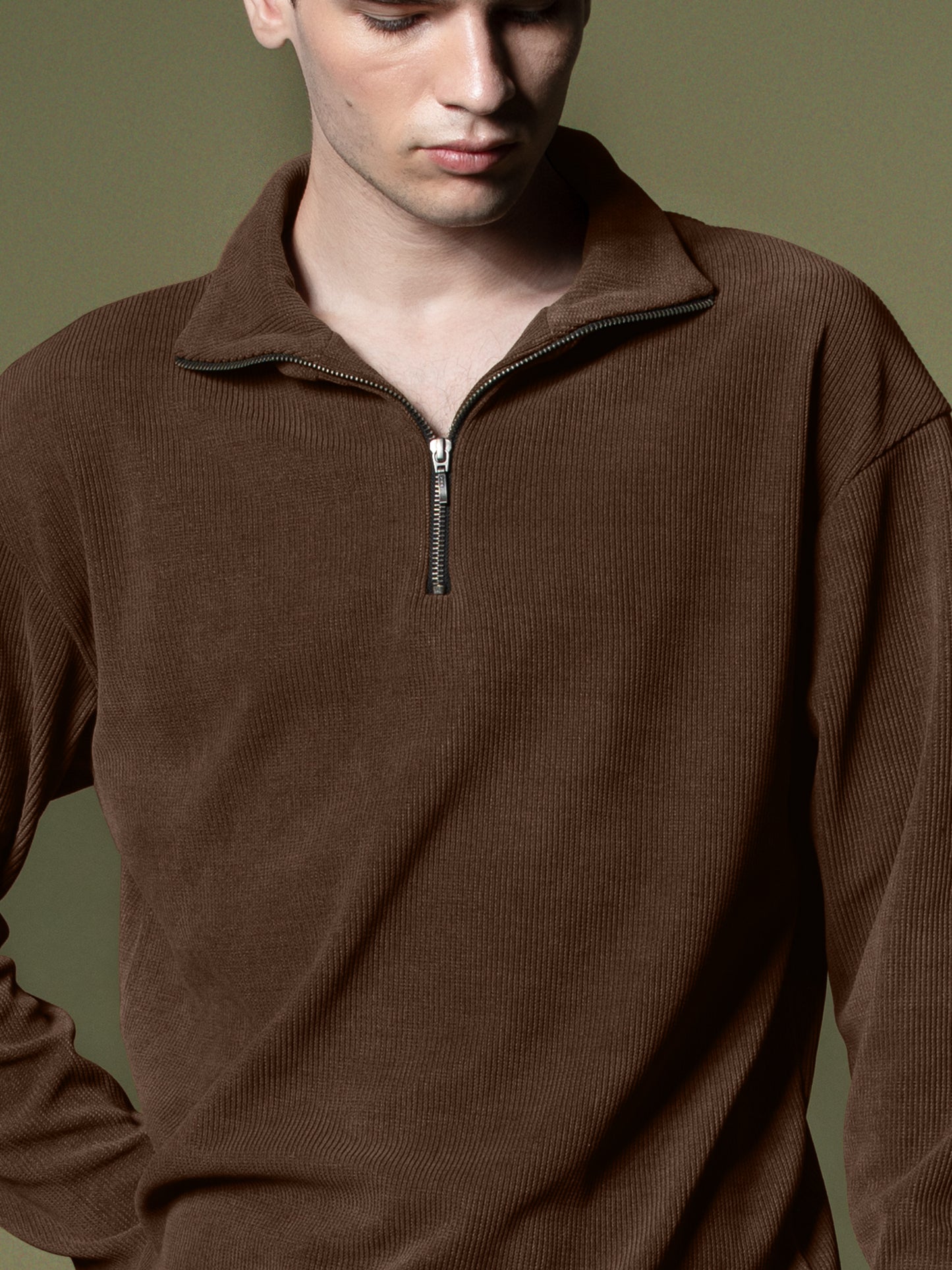Ribbed quarter-zip sweatshirt