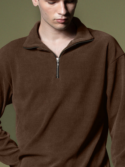 Ribbed quarter-zip sweatshirt