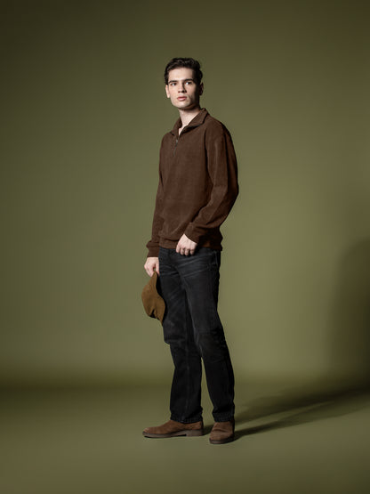 Ribbed quarter-zip sweatshirt