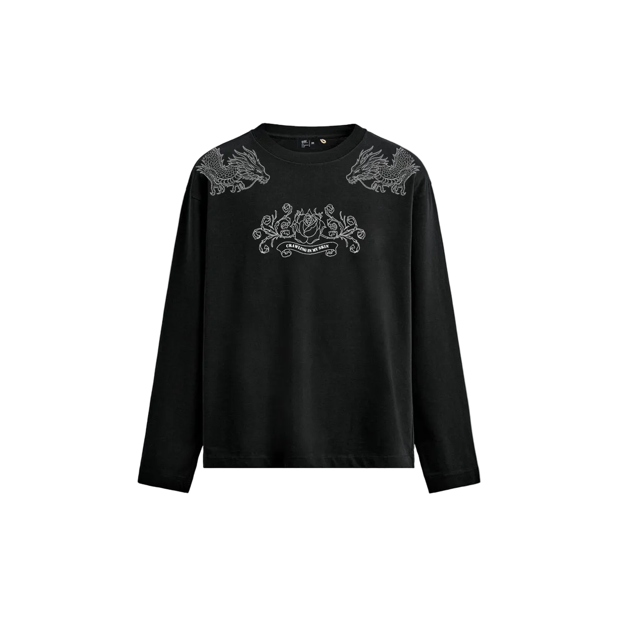 Crawling Oversized Full Sleeves Tee - Black