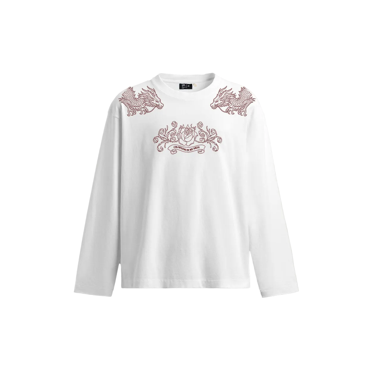 Crawling Oversized Full Sleeves Tee - White