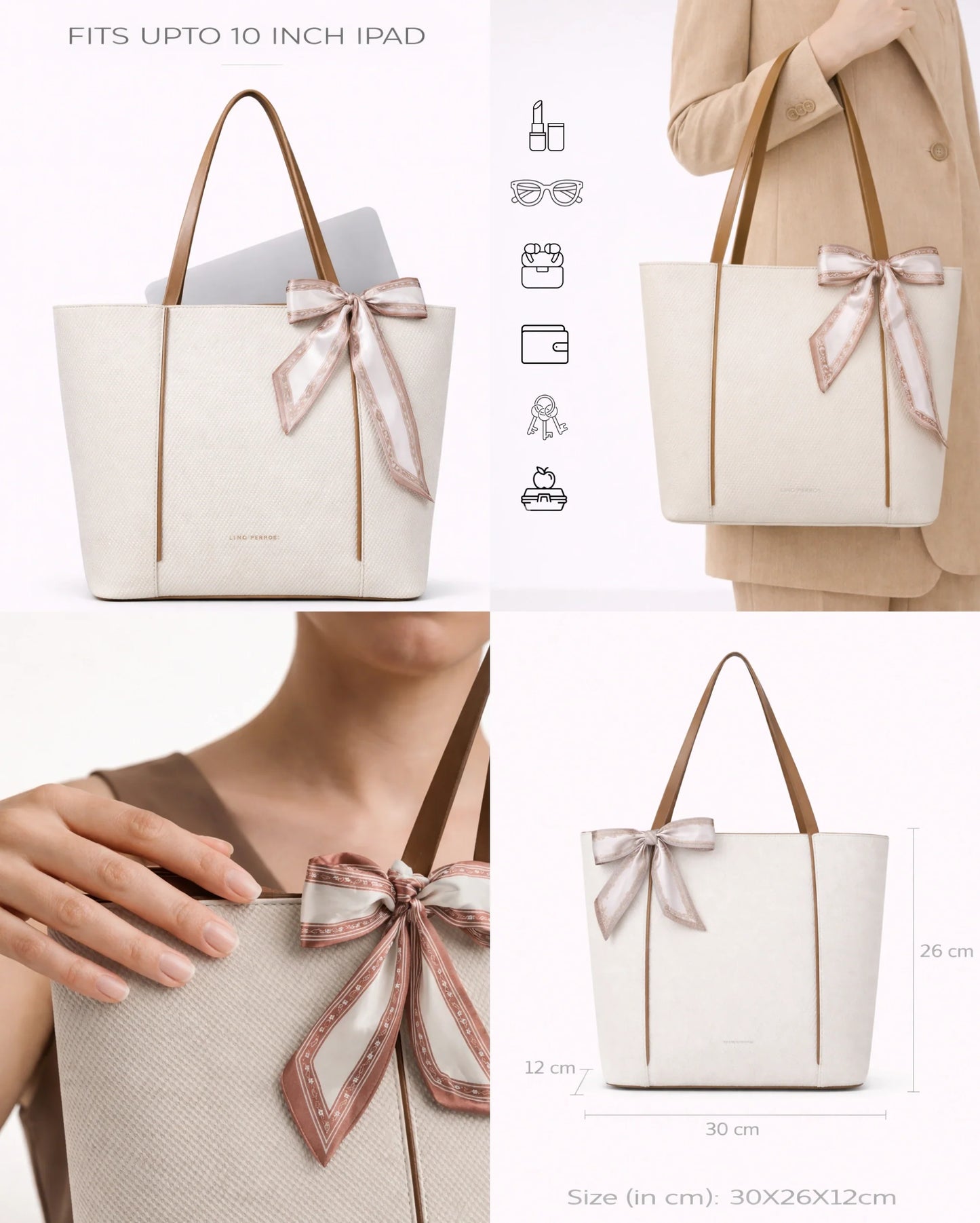 Avril Grace Off-White Tote Bag | Lino Perros at Broadway