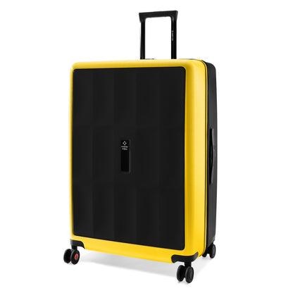 Nasher Miles Zanzibar TSA Lock Hard-Sided Polycarbonate Check-in Luggage Black Yellow 28 inch |75 Trolley Bag| Suitcase