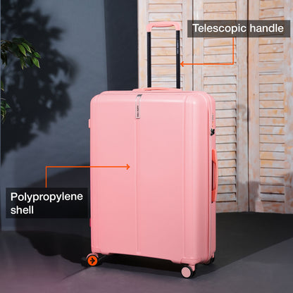 Nasher Miles The Line Hard-Sided Polypropylene Check-in Luggage Pink 24 inch |65 Trolley Bag