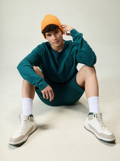 Green Cotton Leisure Shorts