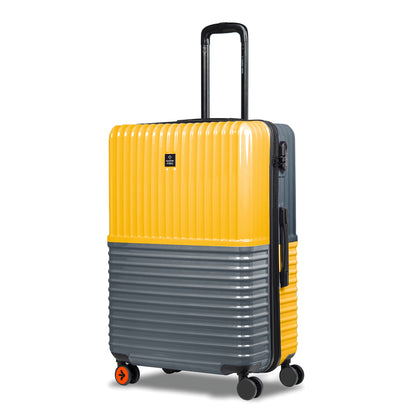 Nasher Miles Istanbul Hard-Sided ABS and PC Check-in Luggage 28 inch | 75cm | 8 Wheels Large Trolley Bag for Travel | Suitcase (Yellow Grey)